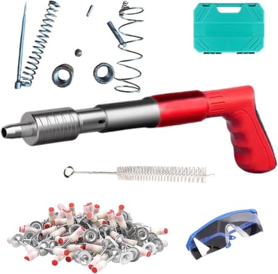 Lucht Spijkermachine - Nagelmachine Tackers - Houtbewerking Klussen - Stil Gebruik Koolstofstaal - 100 Nagels - Grijs