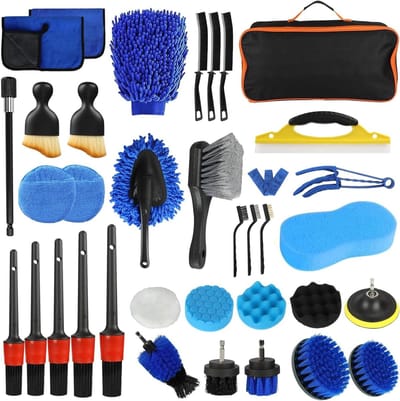 JGS Premium - Complete auto schoonmaakset voor binnen en buiten - Auto reinigingsborstels - Auto detail kit - Auto verzorgingsset met microvezel doeken - Auto was kit voor grondige reiniging