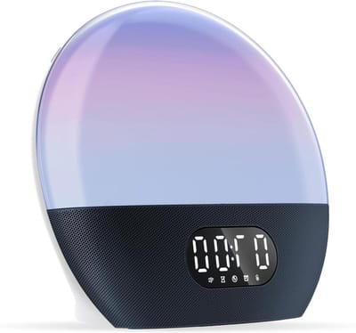 Wekker met Licht - Nachtlamp Speaker - Rustig Ontwaken - Geïntegreerde Alexa - S - Blauw Groen