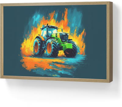 Nachtlampje 60x40 cm - Kinder lamp - Abstract - Tractor - Groen - Tafellamp kinderkamer draadloos - Slaapkamer lampje - Bedlamp kinderen - Kinderlampje - Wandlamp babykamer - Nachtlampjes
