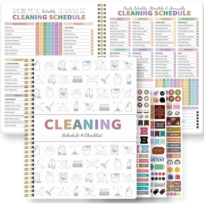 Schoonmaak Planner Spiraal Notitieboek A5 Wekelijks Maandelijks Schoonmaakschema Huishoudelijke Takenlijst Organizer Met Stickers wit