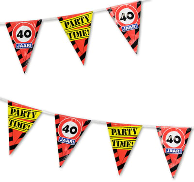 Q2P - Slingers - 40 Jaar - Verjaardag Versiering - Verkeersbord - Vlaggenlijn - Feest Versiering - 10 meter