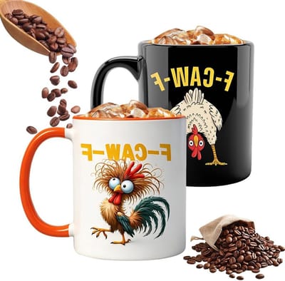 Grappige Kippenvorm Koffiekoppen van Keramiek, 350 ml, Perfect voor Thuis en Op Kantoor, Cadeau voor Vrienden en Collega's, Set van 2