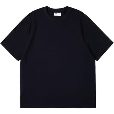 T-shirt à Manches Courtes en Coton Peigné 240G Coton Lourd Double Fil Marque de Mode Homme Couleur Unie Épaule Tombante Col Rond Haut Été Femme 4XL black