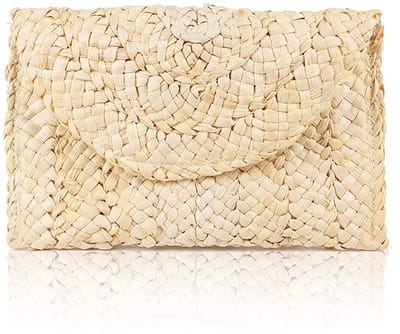 Dailygoods- Strooiende Clutch - Dichte Weefstructuur - Zipper Pocket - Handtas Dames - Strandtas - 25 x 17 cm - Comfortabele Voering