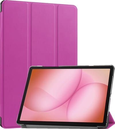 Hoes - Geschikt voor Samsung Galaxy Tab A11 Plus - Dun & Stevig - Trifold Bookcase - Hard Cover - Hardcover Book Case - Tablet Hoesje - Paars