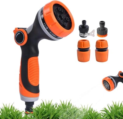 Hogedrukslang Sproeier - Tuinslang Mondstuk - Terrassen Reinigen - 10 Sproei Functies - 26.5 cm Lengte - Oranje