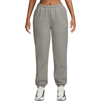 Nike sportswear studio fleece mid-rise standard cuffed pantst in de kleur grijs.