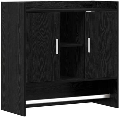 vidaXL - Wandplank - Muurmontage - Zwart - eiken - 80 - x - 36 - x - 80 - cm - Bewerkt - hout