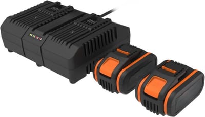 Accu - Lithium Ion - Dubbele Oplader - Elektrisch Gereedschap - Oplaadbaar - Compatibel met Alle Gereedschappen 20V - 40V - 80V - 2 x 4000 mAh - 20V - Zwart/Oranje