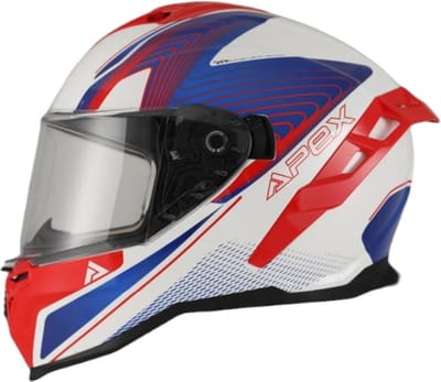 APEX FI200 Madrid Wit Blauw Rood Integraalhelm - Maat S - Helm Motorhelm