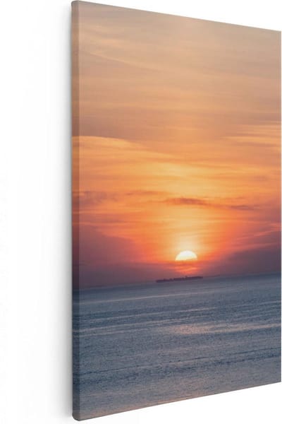 Artaza Canvas Schilderij Zee En Strand - 20x30 cm - Klein - Wanddecoratie Woonkamer - Muurdecoratie Zonsondergang - Schilderijen Op Canvas