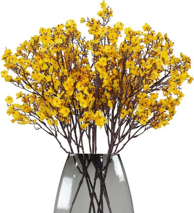 8 Bundels Real Touch Gypsophila Kunstbloemen - Geel - Zijdezacht - Bruiloftsdecoratie - Woondecoratie