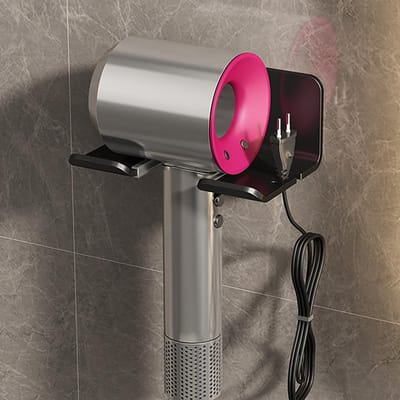Support de sèche-cheveux mural, support de lisseur, boîte de rangement de sèche-cheveux, support de souffleur de toilettes, étagère, accessoires de salle de bains black