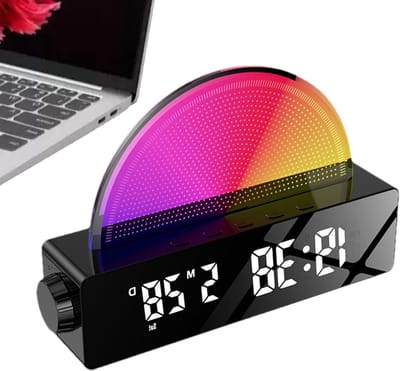 Wake Up Light - Zonsopgang Klok - Rustig Wakker Worden - Simuleert Zonsopgang - 10 Kleuren - Zwart Spiegel