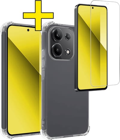 Hoesje - Met Screenprotector - Geschikt voor Xiaomi Redmi Note 13 4G - Sterk & Shockproof - Siliconen Case - Back Cover - Telefoon Hoes - Shock Proof - Telefoonhoesjes - Transparant