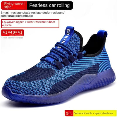 Chaussures d'assurance travail pour hommes anti-écrasement et anti-perforation été légères à embout acier respirantes chaussures de travail 46