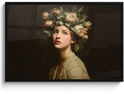 Poster in lijst - Fotolijst 120x80 cm - Posters - Bloemenstilte - Vrouw - Portret - Posterlijst zwart - Decoratie - Wanddecoratie woonkamer - Muurdecoratie slaapkamer
