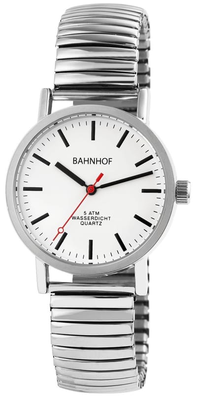 Bahnhof herenhorloge roestvrij staal zilverkleurig, 5 ATM