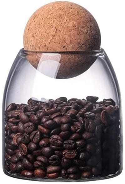 TOVBMUP Glazen voedselopslagpotten - 500 ml - Luchtdicht - Glazen containers - Snoeppotten - met kurkballen - Geschikt voor specerijen, suiker, koffie, koekjes