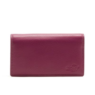 LeonDesign - Portemonnee dames groot - Fuchsia kleur - Duurzaam leer - Geschikt voor 18 pasjes - Ontworpen in Nederland