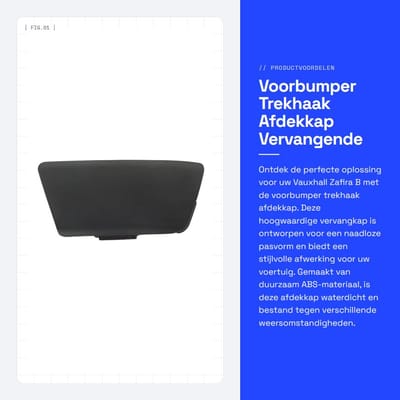 Dailygoods- Trekhaak Afdekkap Waterdicht - Vervanging voor Vauxhall Zafira B 2008-2014 - ABS-Materiaal - Duurzaam - Voorbumper - Schilderklaar - Trekhaakcover
