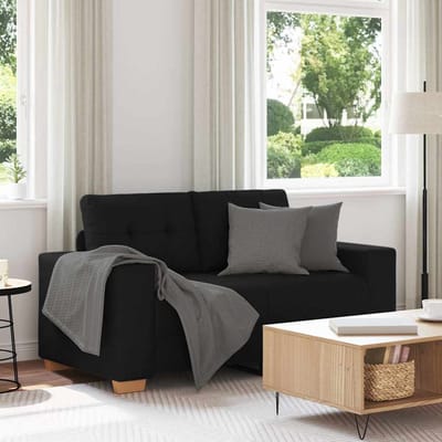 vidaXL - Loveseat - bank - 160x77x82 - cm - stof - zwart