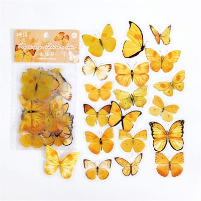 40 stuks/zak Kleurrijke Vlinder Planten PET Decoratieve Stickers Dagboek Scrapbooking Materiaal Speelgoed Plant Deco Album Schrijfwaren Stickers D