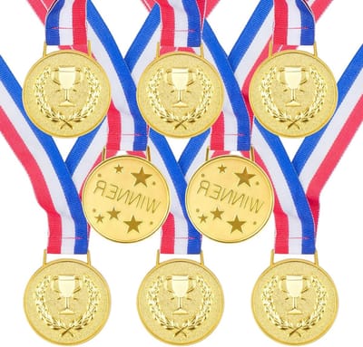8 Medailles voor Kinderen - Gouden Winnaarsmedailles voor Verjaardagsfeesten, Sport en Prijzen