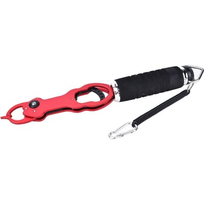 Pince à poisson portative en alliage d'aluminium avec mesure Pince pour lèvre de poisson Outil Rouge rouge