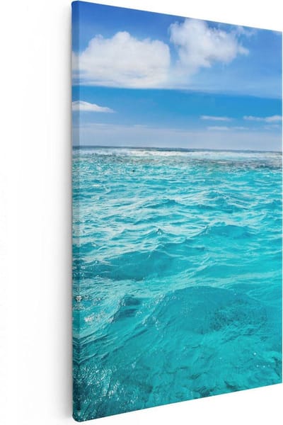 Artaza Canvas Schilderij Strand En Zee - 20x30 cm - Klein - Wanddecoratie Woonkamer - Muurdecoratie Kust - Kamer Accessoires