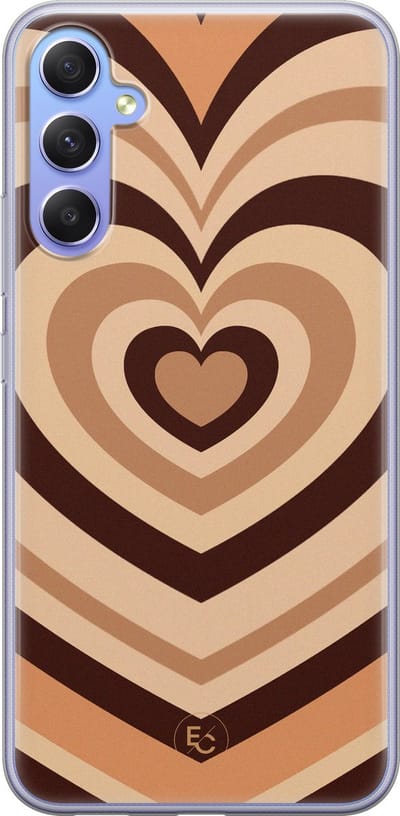 Hoesje geschikt voor Samsung Galaxy A34 - Hart bruin - Soft Case - TPU - Print - Bruin - ELLECHIQ