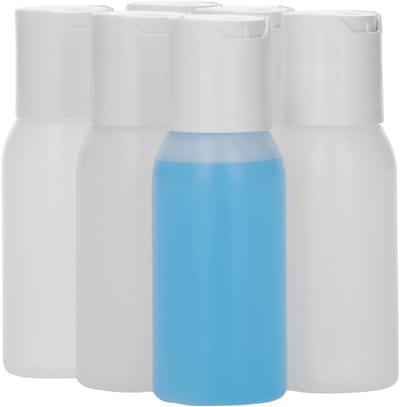 6 x 50 ml ronde fles HDPE naturel + Disc-Top wit - BPA Vrij - Niet Breekbaar - Plastic Flesjes Navulbaar - Met Dop - Lege Flessen - 6 stuks