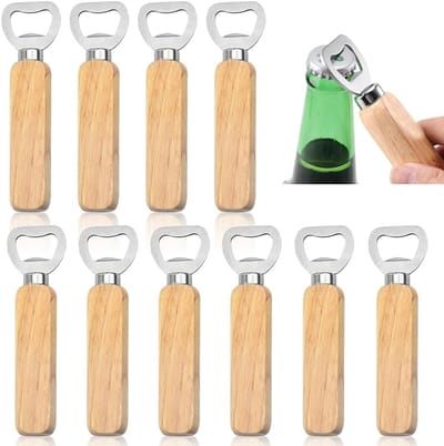 Houten Flessenopener 10 Stuks - Persoonlijk Te Bedrukken - Duurzaam en Stevig - Perfect voor Feestjes - ShopVlot