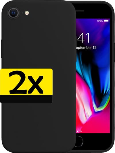 Hoesje - 2 Stuks - Geschikt voor Apple iPhone 7 - Sterk & Shockproof - Case Siliconen - Back Cover - Telefoon Hoes - Telefoonhoesjes - Zwart
