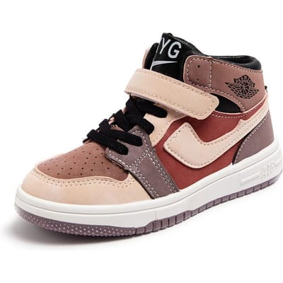 Kinderen Leer Kleurblokkering Knappe Lage Sneakers Trendy Effen Zachte Zool Jongens Basketbalschoenen Meisjes Klittenband Sneakers 31