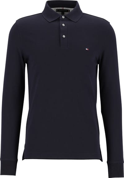 Tommy Hilfiger - 1985 Poloshirt Long Sleeve Navy - Slim-fit - Heren Poloshirt Maat S