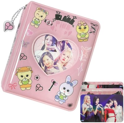 Dailygoods- Fotoalbum - Mini Fotoboek - PVC Houder - Cartoon Patroon - Losbladig - Met Ritssluiting en Handvat - Fotokaarthouder