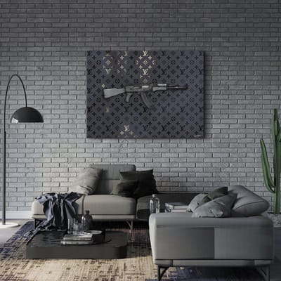 Luxe Canvas Schilderij AK47xLouis | 75x100 | Woonkamer | Slaapkamer | | Design | Art | Modern | ** 4CM DIK! 3D Effect**