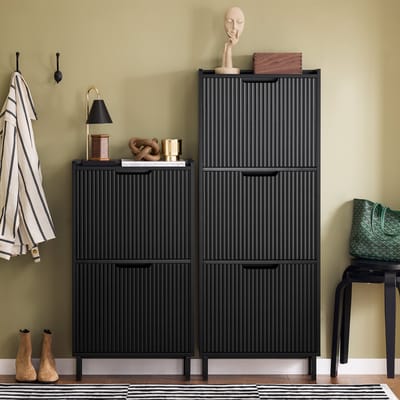 SoBuy FSR177-H-SCH Schoenenkast - Zwart Houtcomposiet met 6 Planken