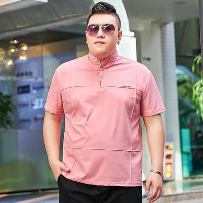 Zomer T-shirt met korte mouwen en opstaande kraag voor dikke mannen plus dikke plus size extra groot basis T-shirt top voor dikke man 200 pond 7XL