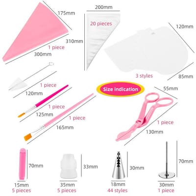 Ensemble de décoration de gâteaux 83 pièces, outils de montage de fleurs, ensemble de pâtisserie, douilles de montage de fleurs, outil de fabrication de gâteaux, ustensiles de cuisson rose