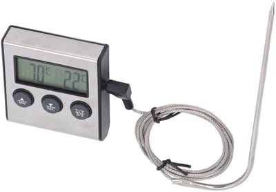 Dailygoods- Vleesthermometer Digitale Temperatuurtimer - Oventhermometer - Roestvrij Stalen Sonde - Maximaal 250 ℃ - LCD-scherm - Eenvoudig te Reinigen - Vlees Thermometer