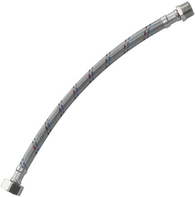 Dailygoods- Aansluitslang 300 mm - 1/2 inch vrouwelijk/3/8 inch mannelijk - Rubber - Roestvrij staal - Maximale druk 1 MPa - Temperatuur tot 90 °C - Slang