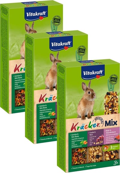 Vitakraft Konijn Kracker 3in1 - Konijnensnack - 3 x Noten&Bosbessen&Groente