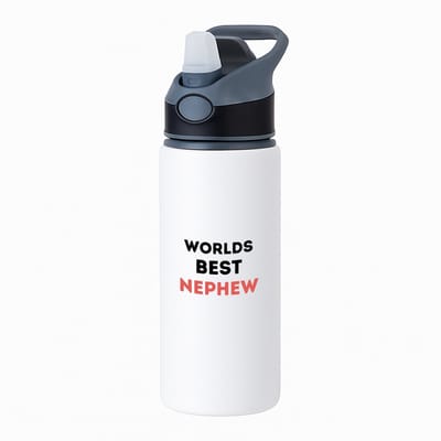 Hacebo® - worlds best nephew waterfles met rietje zwart - Neef - de beste neef - verjaardagscadeau - verjaardag - cadeau - cadeautje voor neef - neef artikelen - kado - geschenk - gift - water fles - 650ML