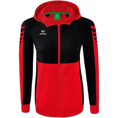 Erima Six Wings Trainingsjack Met Capuchon Dames - Zwart / Rood | Maat: 34