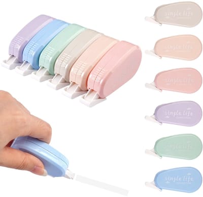 Dailygoods- Correctietape 12 Stuks - 4 m x 5 mm - Set Mini - Met Beschermkap - Voor Kinderen - Thuis/School/Kantoor - Correctieroller