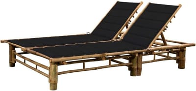 Ligbed 2-persoons - Bamboe loungebed - Ontspannen in de tuin - Verstelbare rugleuningen - 4068 kg - Zwart