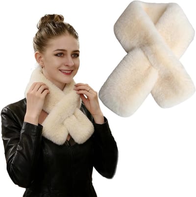 Lange, zachte en comfortabele faux fur sjaal met strik, ideaal voor koude winterdagen, warm en stijlvol accessoire voor dames